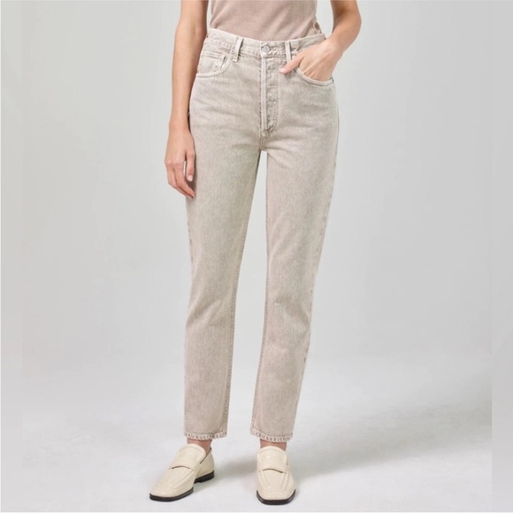 Citizens Of Humanity Jolene Light Gray/Beige Straight Leg Button-fly Jeans - Picture 1 of 12